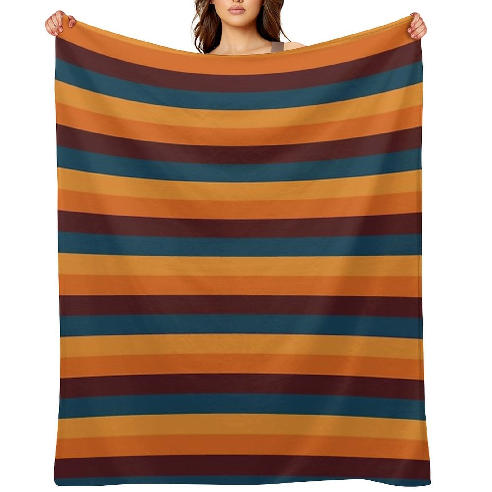 Walnut, Aegean Blue, Honey, Persimmon Orange Exotic Colour Patterns Lightweight Throw Blanket