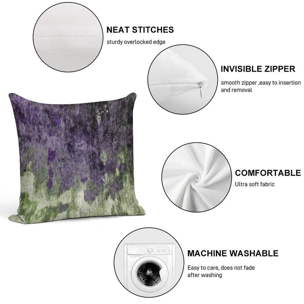 Violet And Olive Abstract Painting Soft Hidden Zipper Throw Pillow