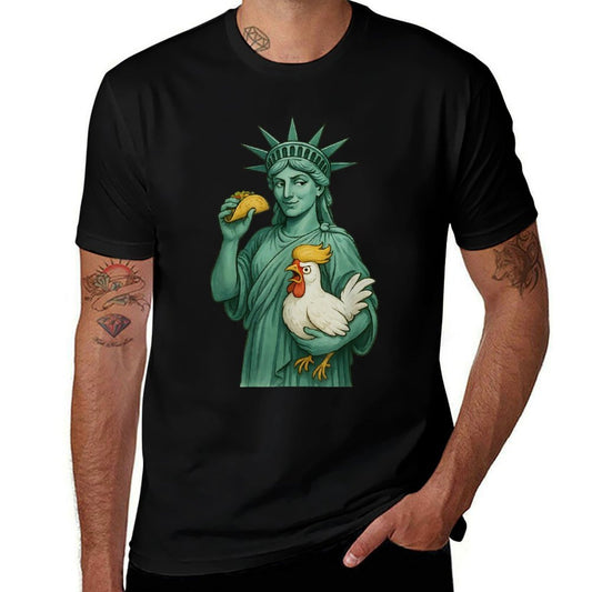 Statue of Liberty Funny Patriotic Lets Go Taco  Slim-fit Cut T-Shirt