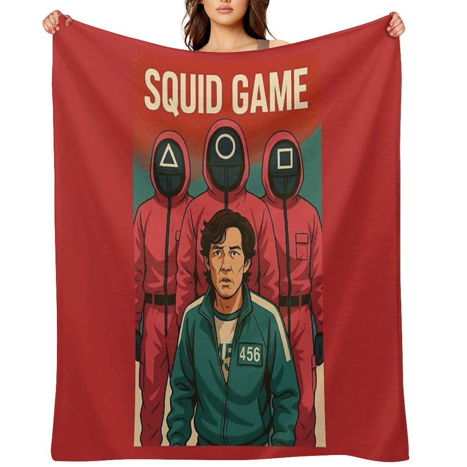 Squid Game with Cartoon-style Velvety-soft Throw Blanket
