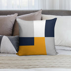 Modern Color Block - Navy, Grey And Yellow Soft Luxury Feel Throw Pillow