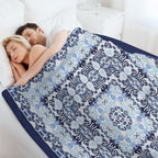 Arabic Ornate Square Pattern Velvety-soft Throw Blanket