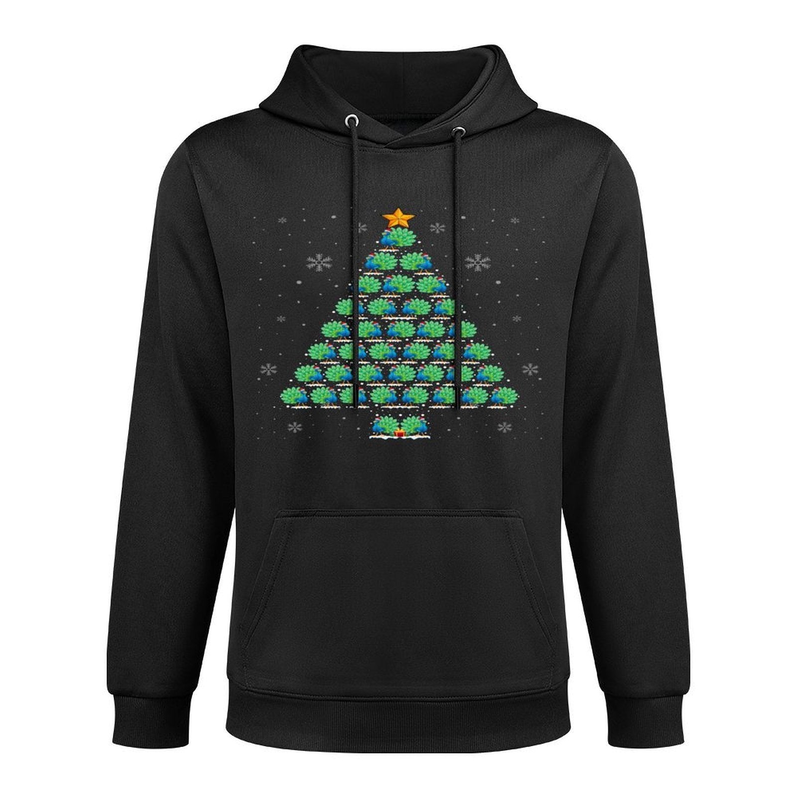 Peacock Lover Christmas Tree Lights Santa Hat Peacock Xmas Customizable Surface Hoodie