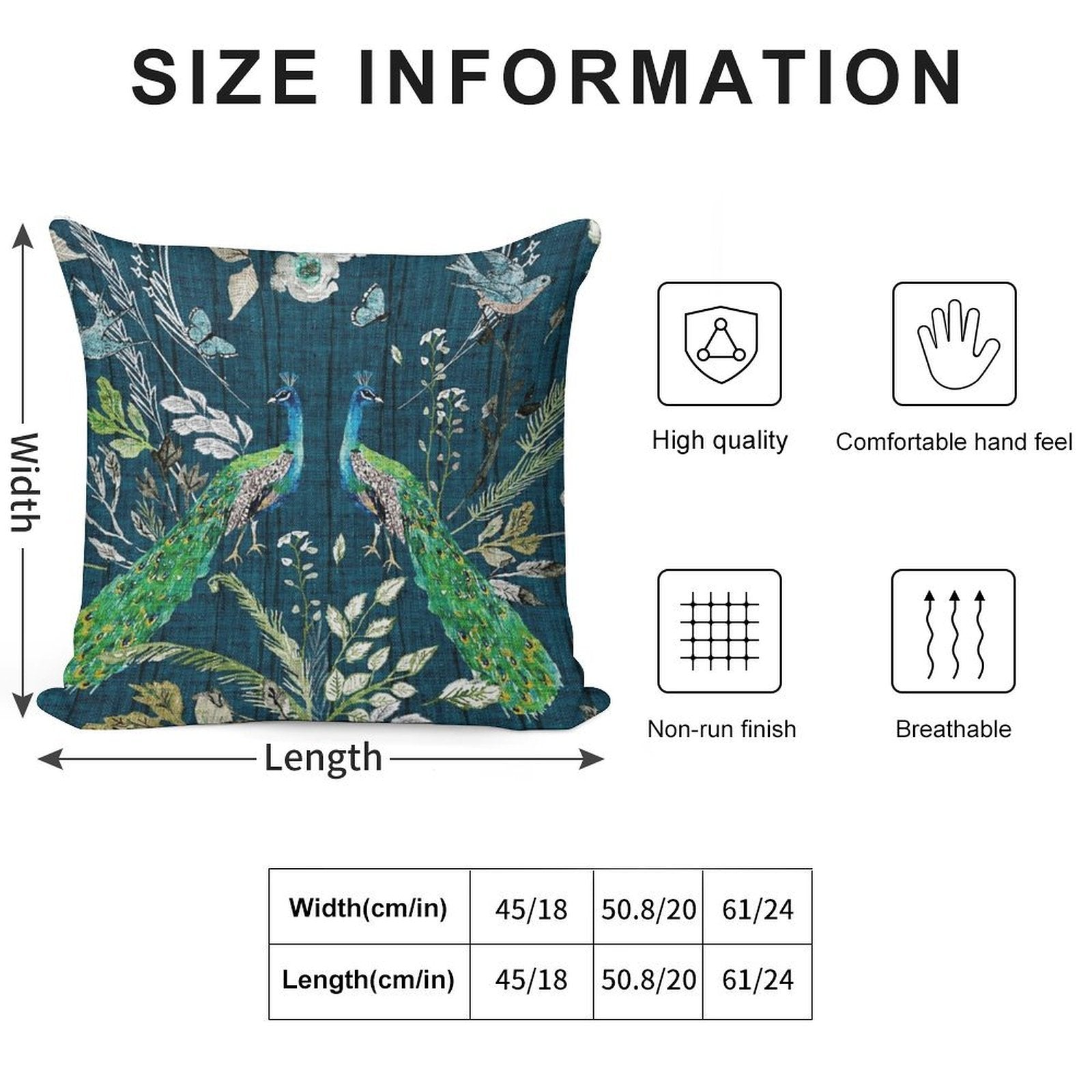 Peacock Chinoiserie (teal) Soft Luxury Feel Throw Pillow
