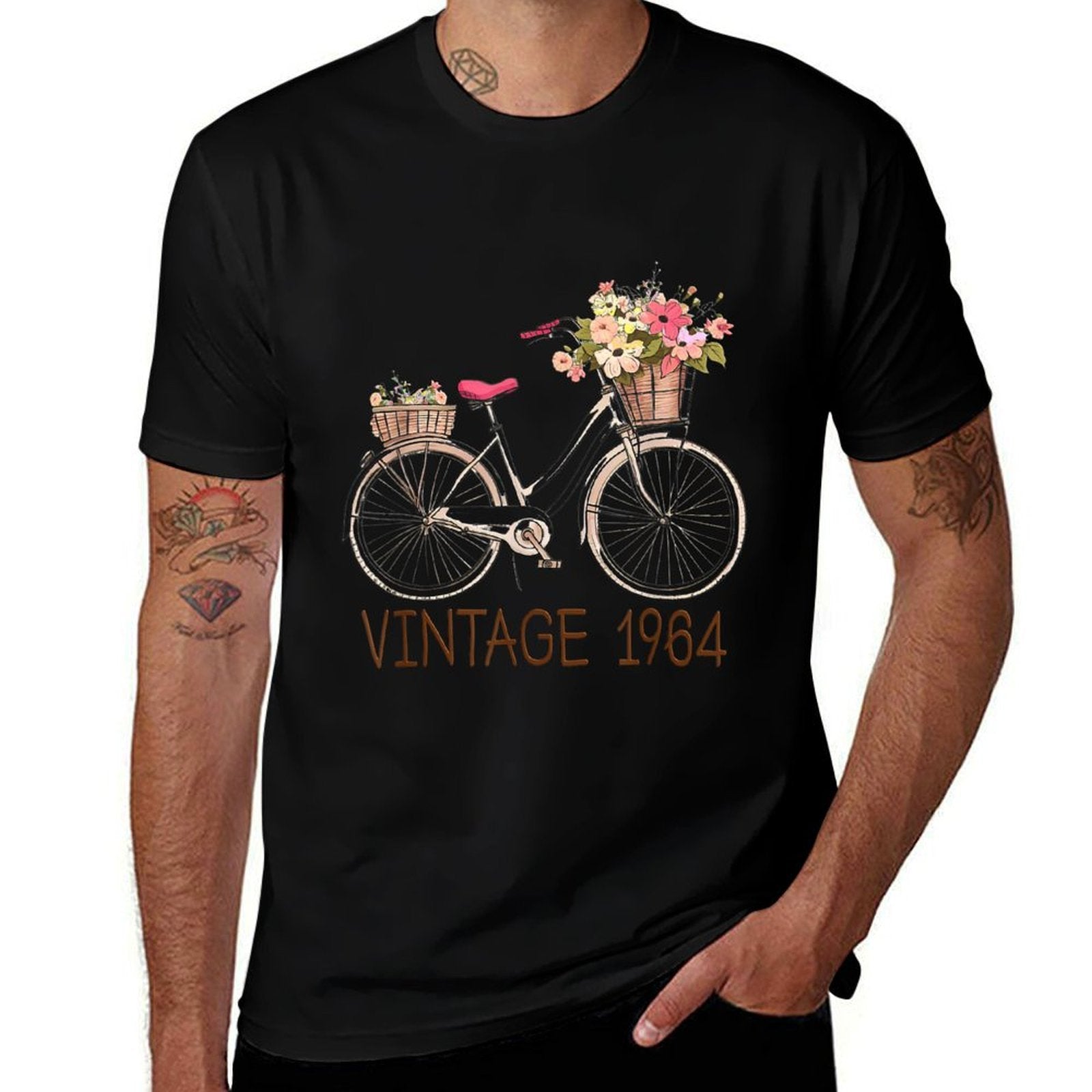 Vintage 1964 Bike Bicycle Wild Flower Basket 60th Birthday  Breathable T-Shirt