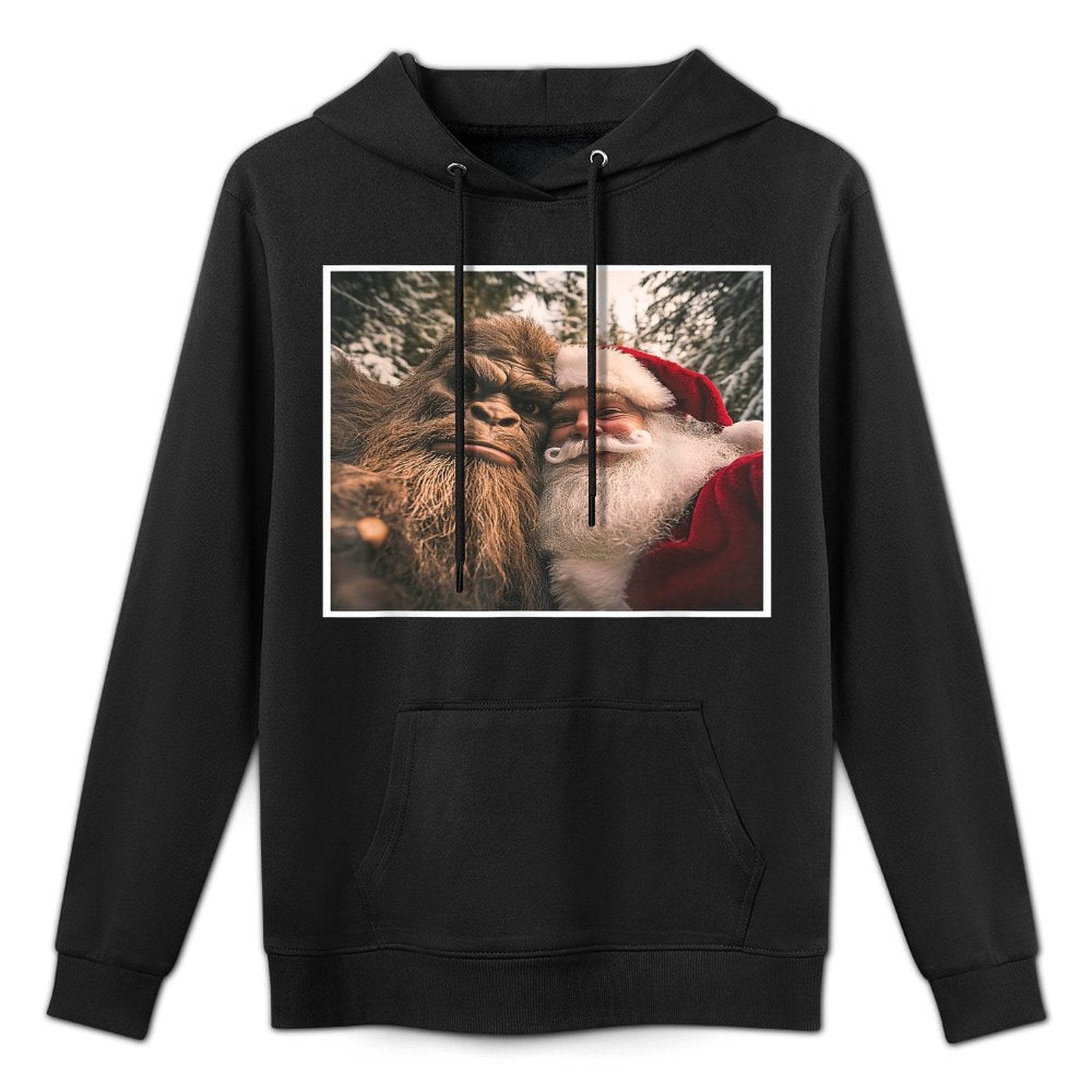 Funny Cute Bigfoot Santa Claus Selfie Christmas Pajama Machine Washable Hoodie