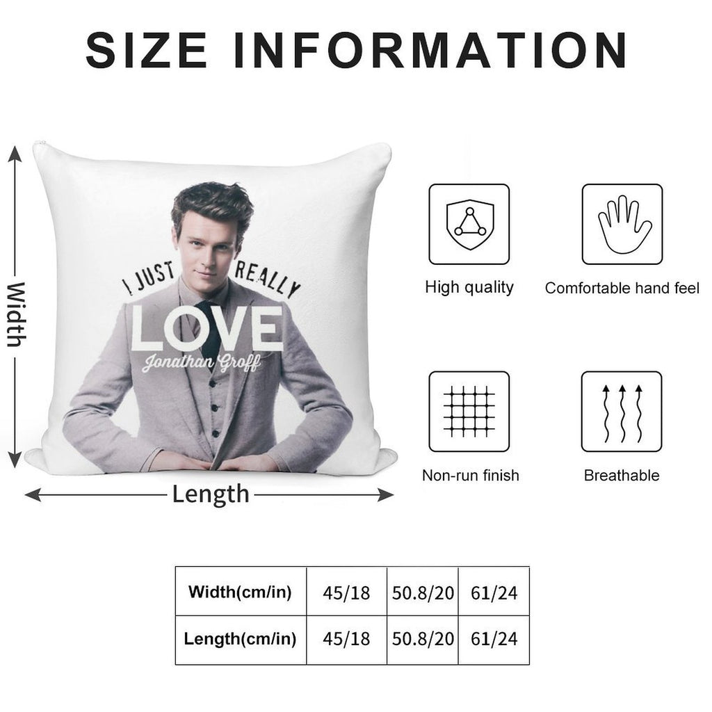 I Just Really Love Jonathan Groff Soft Reinforced Edging Throw Pillow