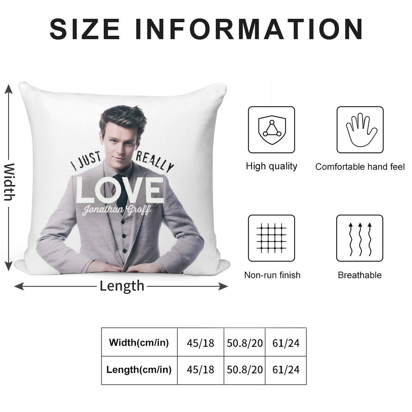 I Just Really Love Jonathan Groff Soft Reinforced Edging Throw Pillow