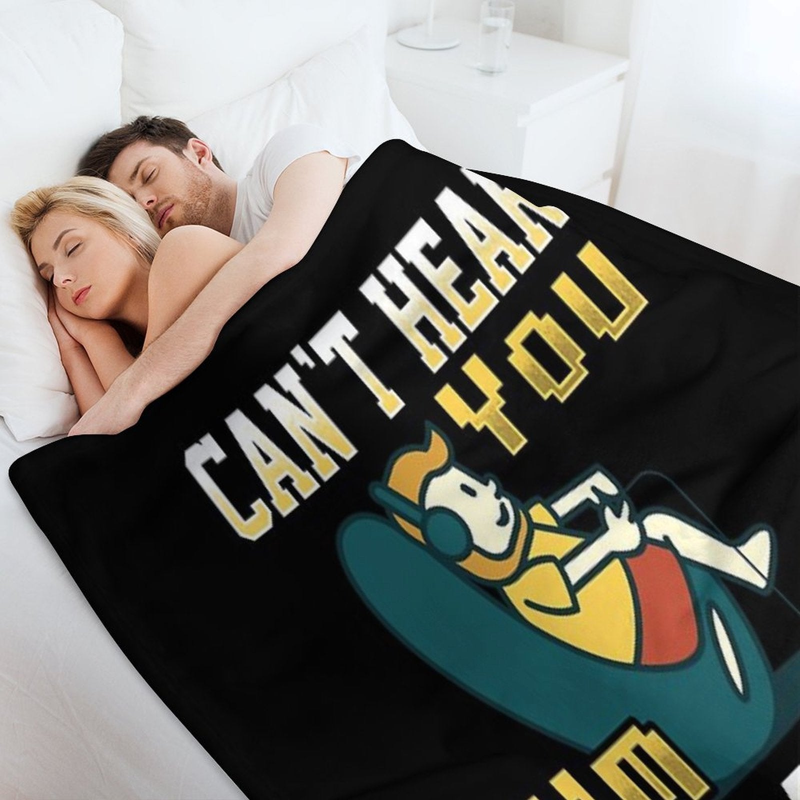 Can't Hear You I'm Gaming Multiplayer Gamer Print Velvety-soft Throw Blanket