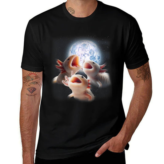 3 Axolotls Howling At The Moon Funny Axolotl Lover Kids Boy  Tagless Design T-Shirt