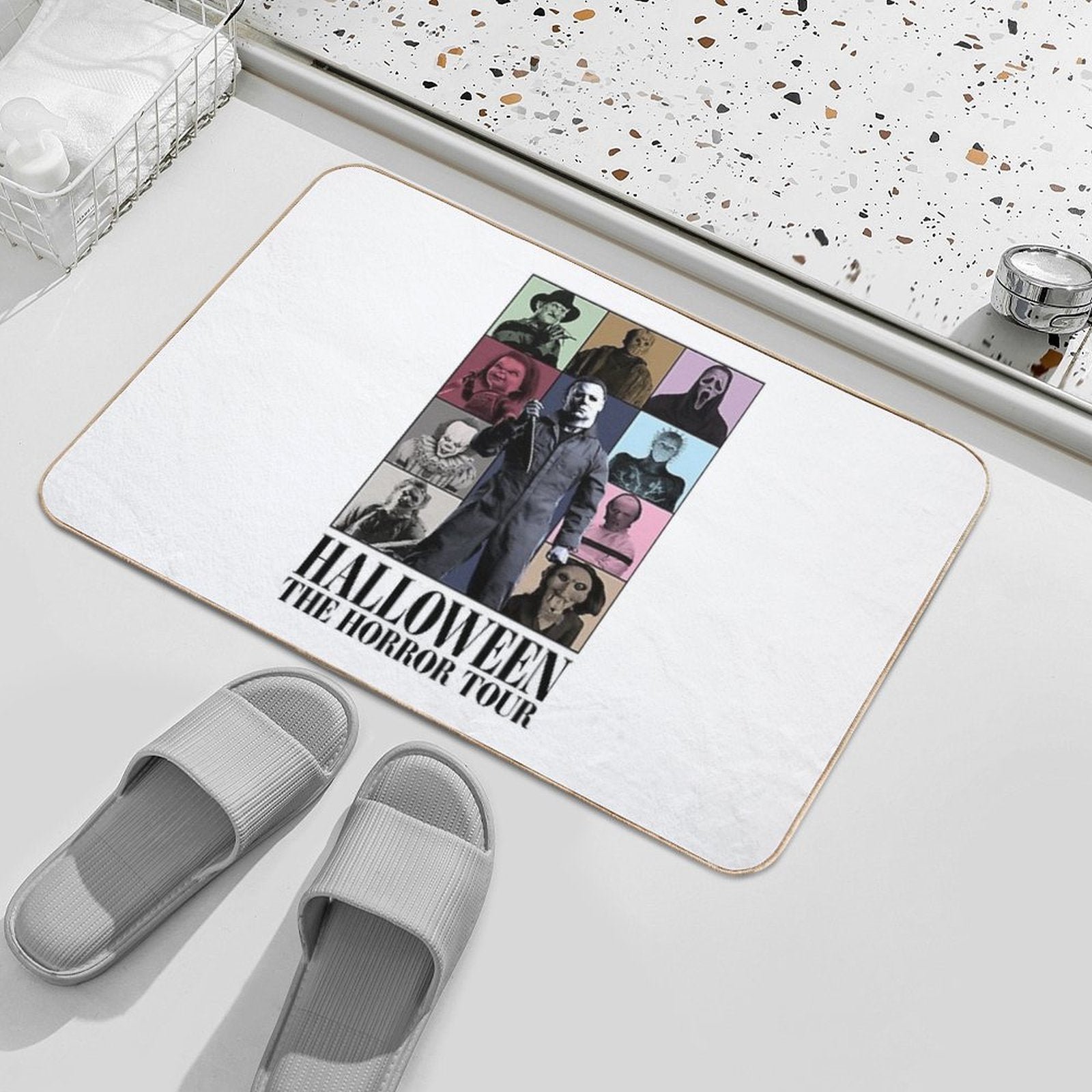 The Horror Tour 2025 Shirt, Halloween Killers Fan Tee, Scary Movie Icons T-Shirt, Slasher Legends Graphic Tee  Toxin-Free Bath Mat