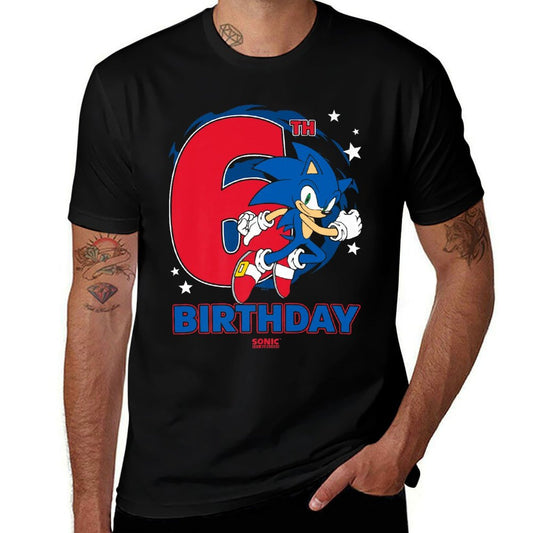Sonic The Hedgehog Epic Sonic 6th Birthday Big Chest Logo Premium  Rolled Sleeves T-Shirt