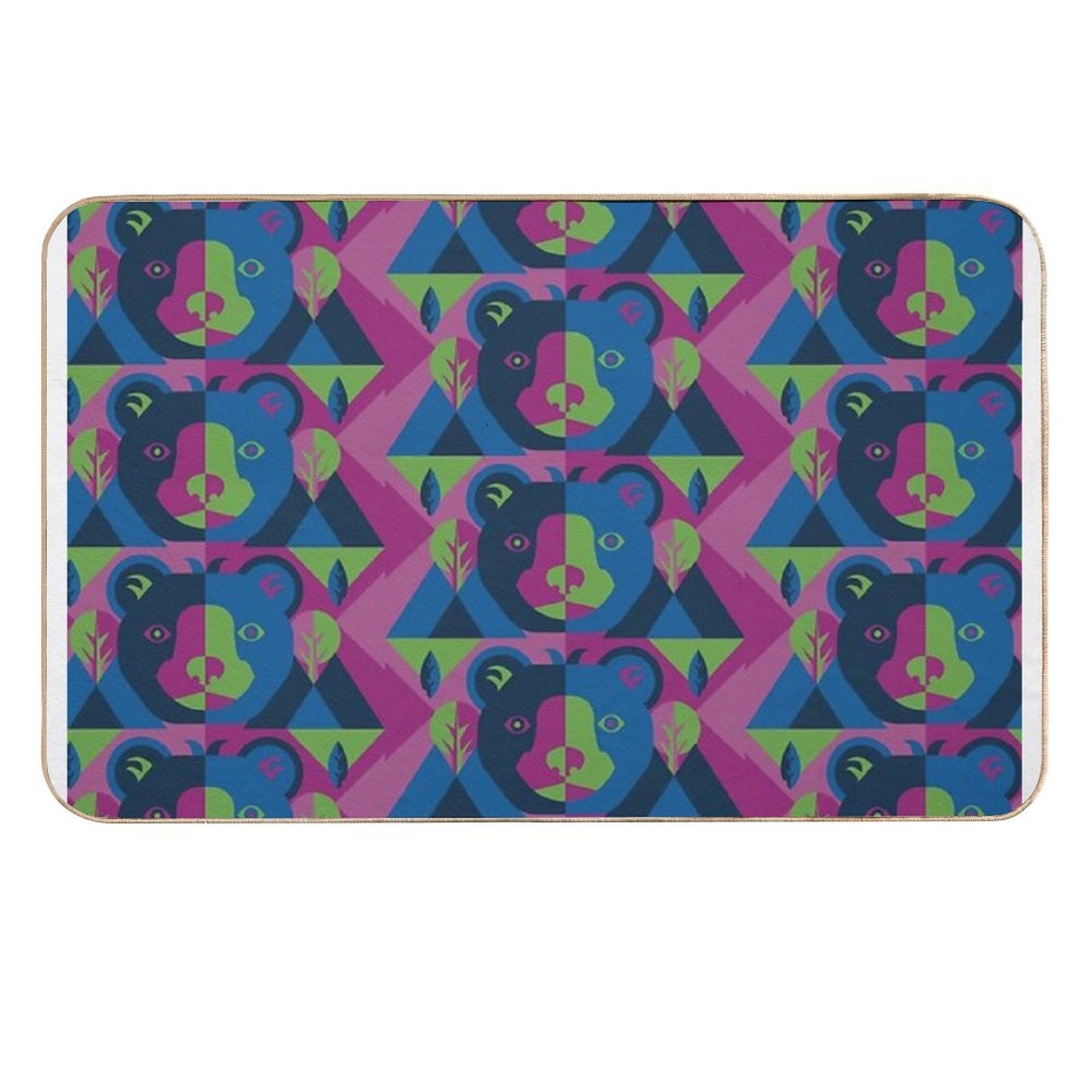 Bear Colorful Modern Art  Repositionable Bath Mat