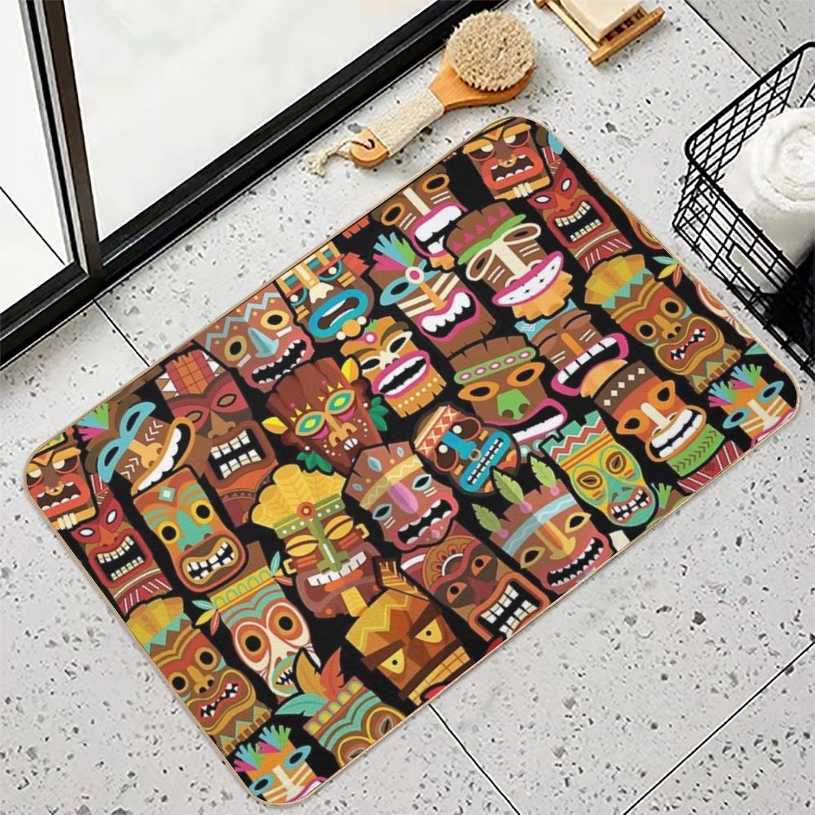 Tiki Pattern  Odorless Bath Mat