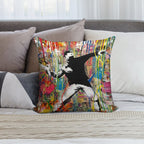 Flower Thrower Pop Street Art Colorful Soft Reinforced Edging Throw Pillow