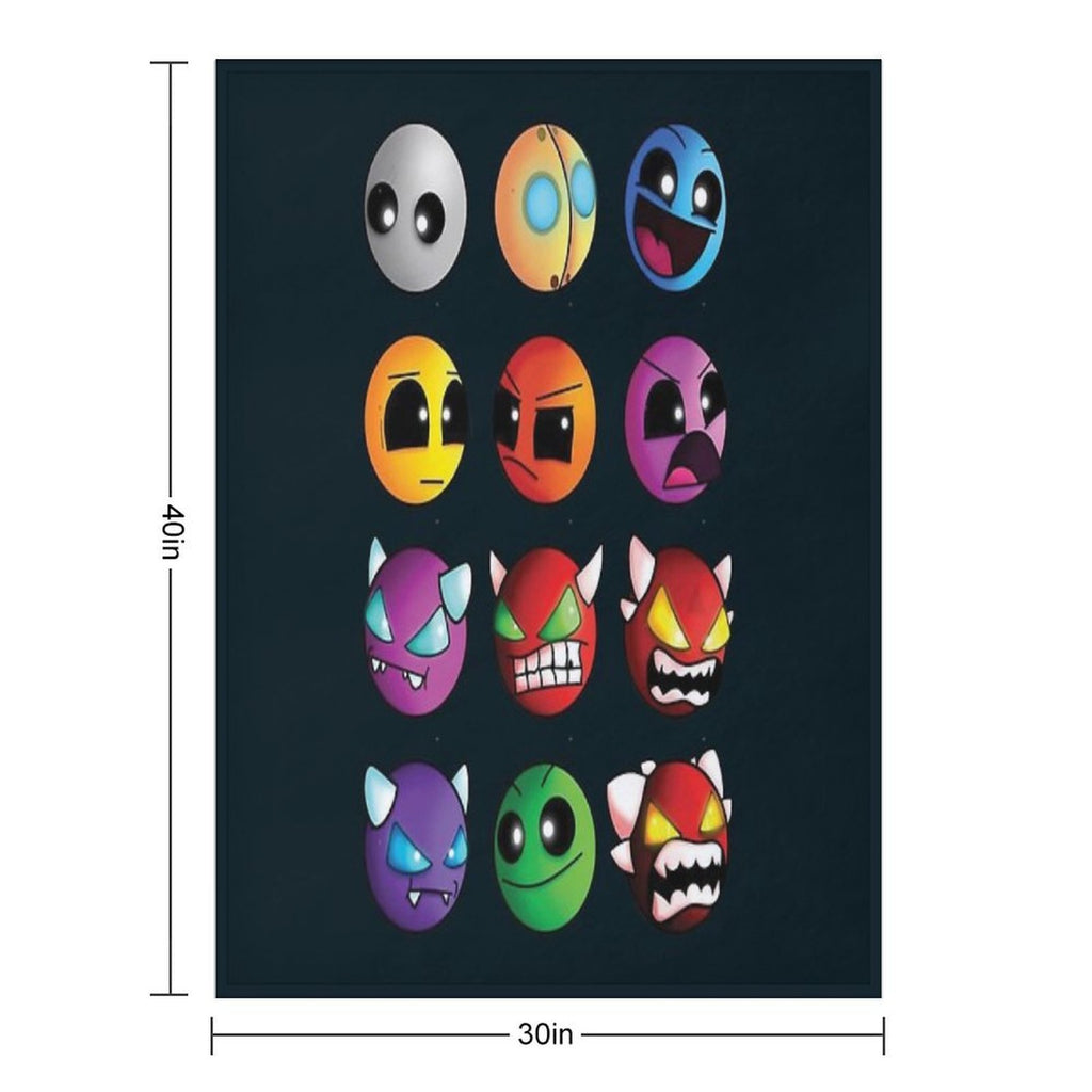 Geometry Dash Difficulty Demon Faces Lightweight Throw Blanket
