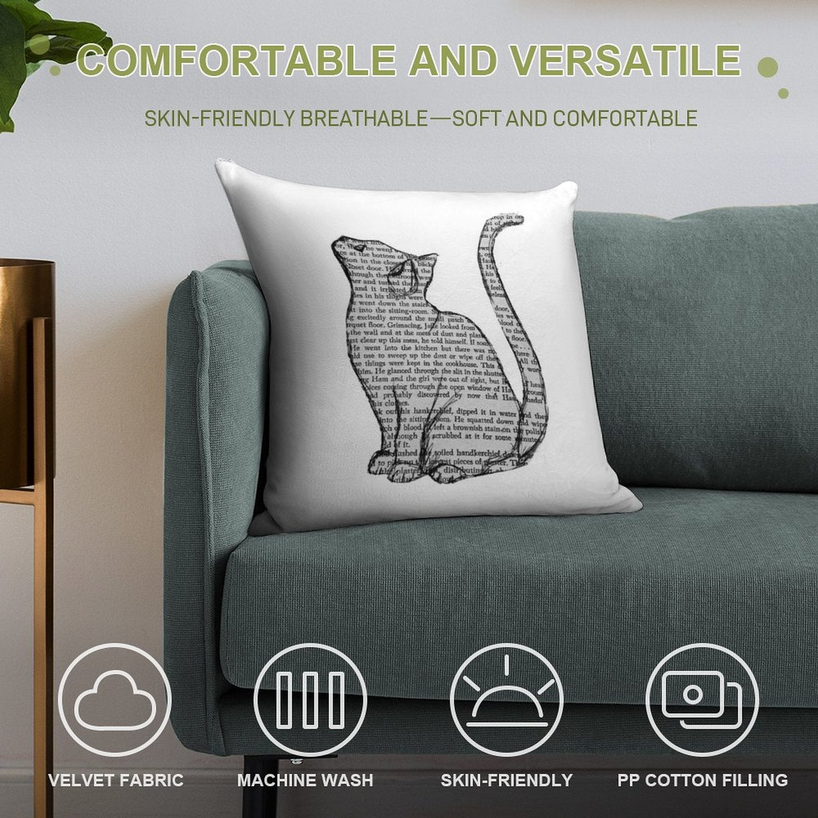 Books And Cats And Books And Cats Soft Fade-Resistant Throw Pillow