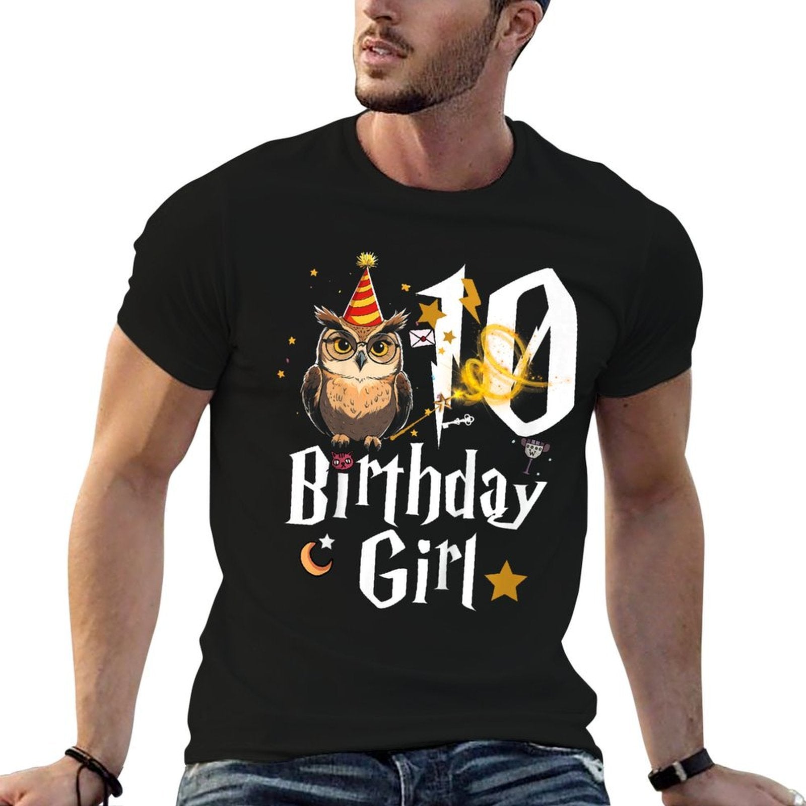 Kids 10th Birthday Girl Party  Birthday Girl Wizard Magic Bday  Graphic-printed T-Shirt