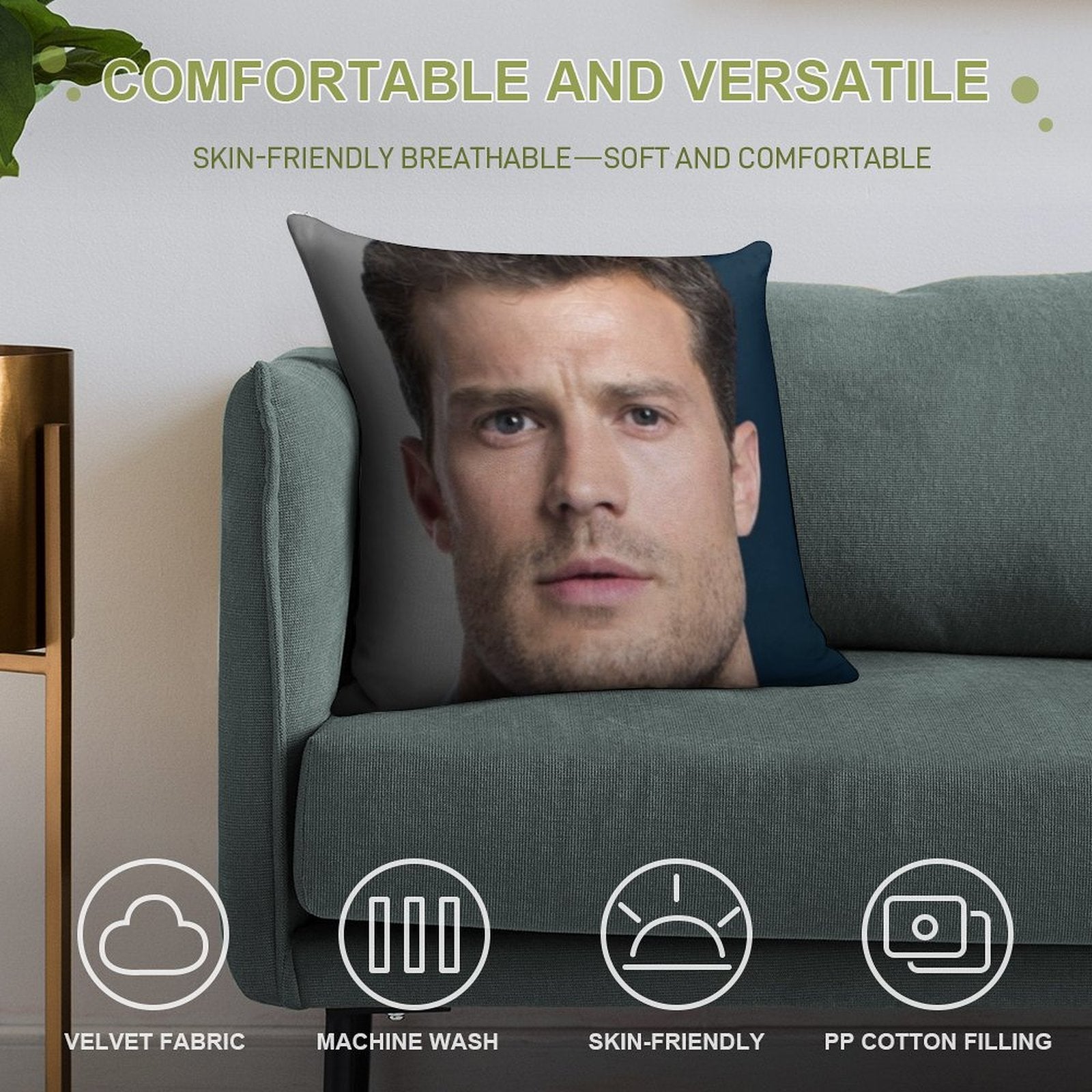 Jamie Dornan Soft High-Density Material Throw Pillow