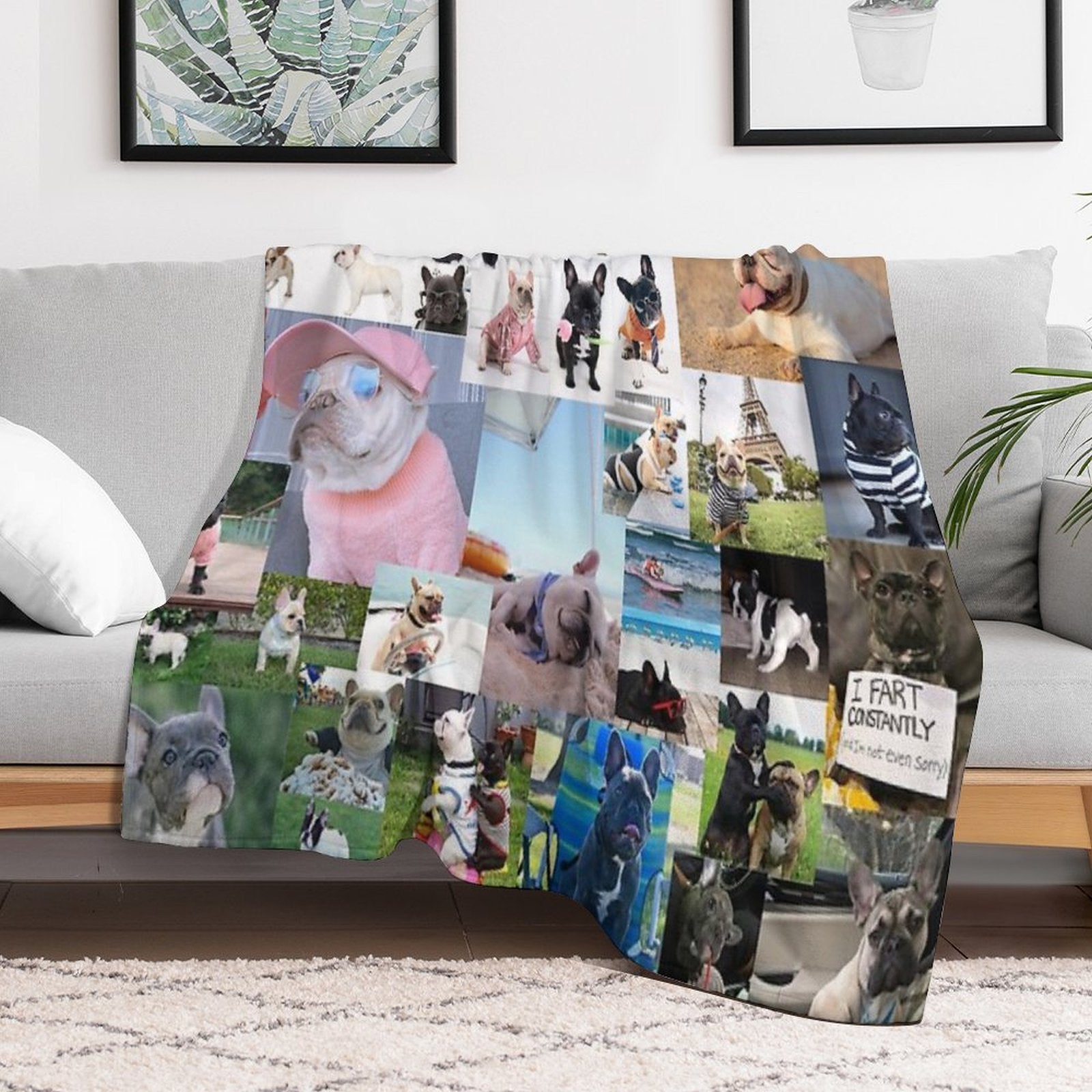 French Bulldog Collage Quick-dry Throw Blanket