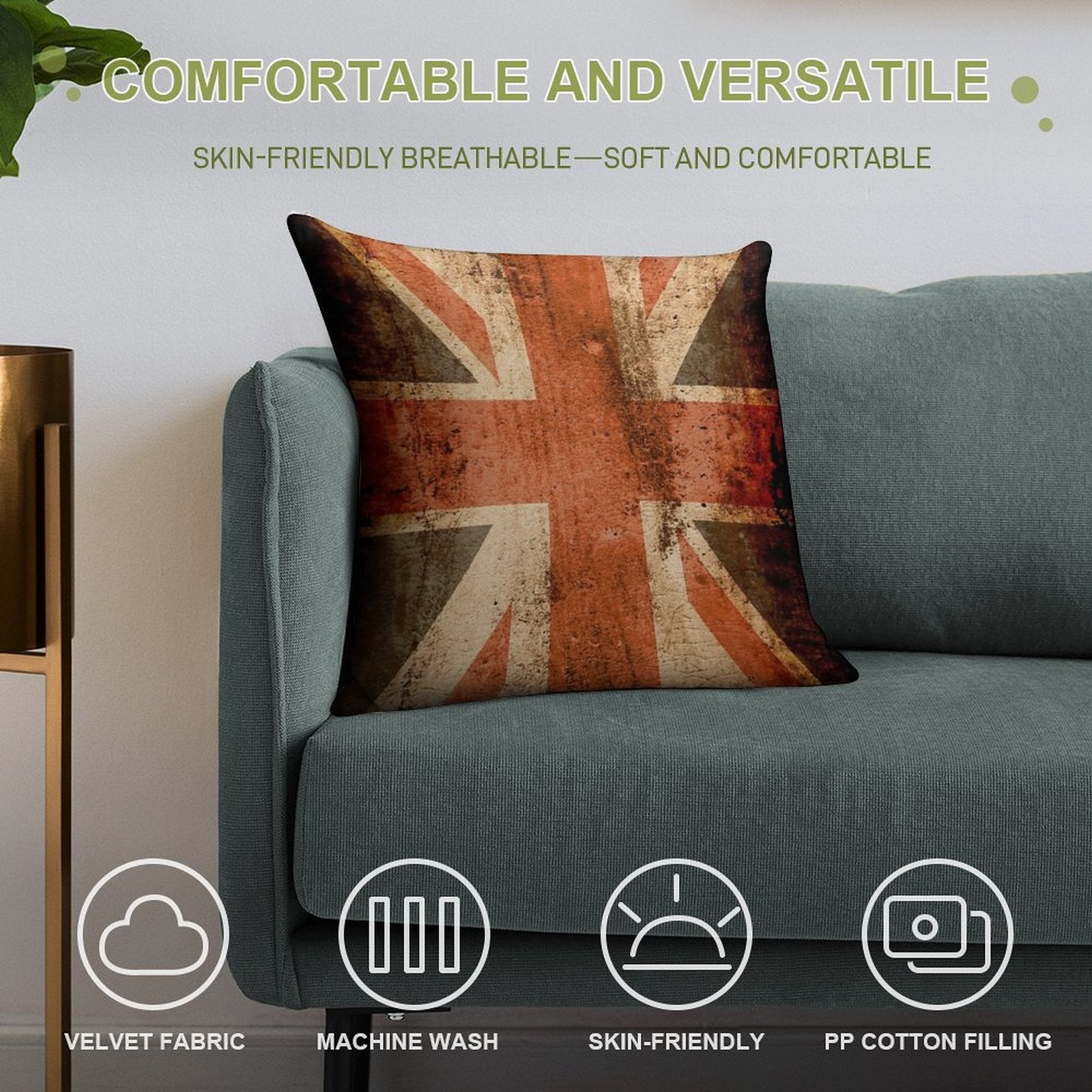 Distressed Union Jack, UK Flag, Great Britain Soft Luxury Feel Throw Pillow