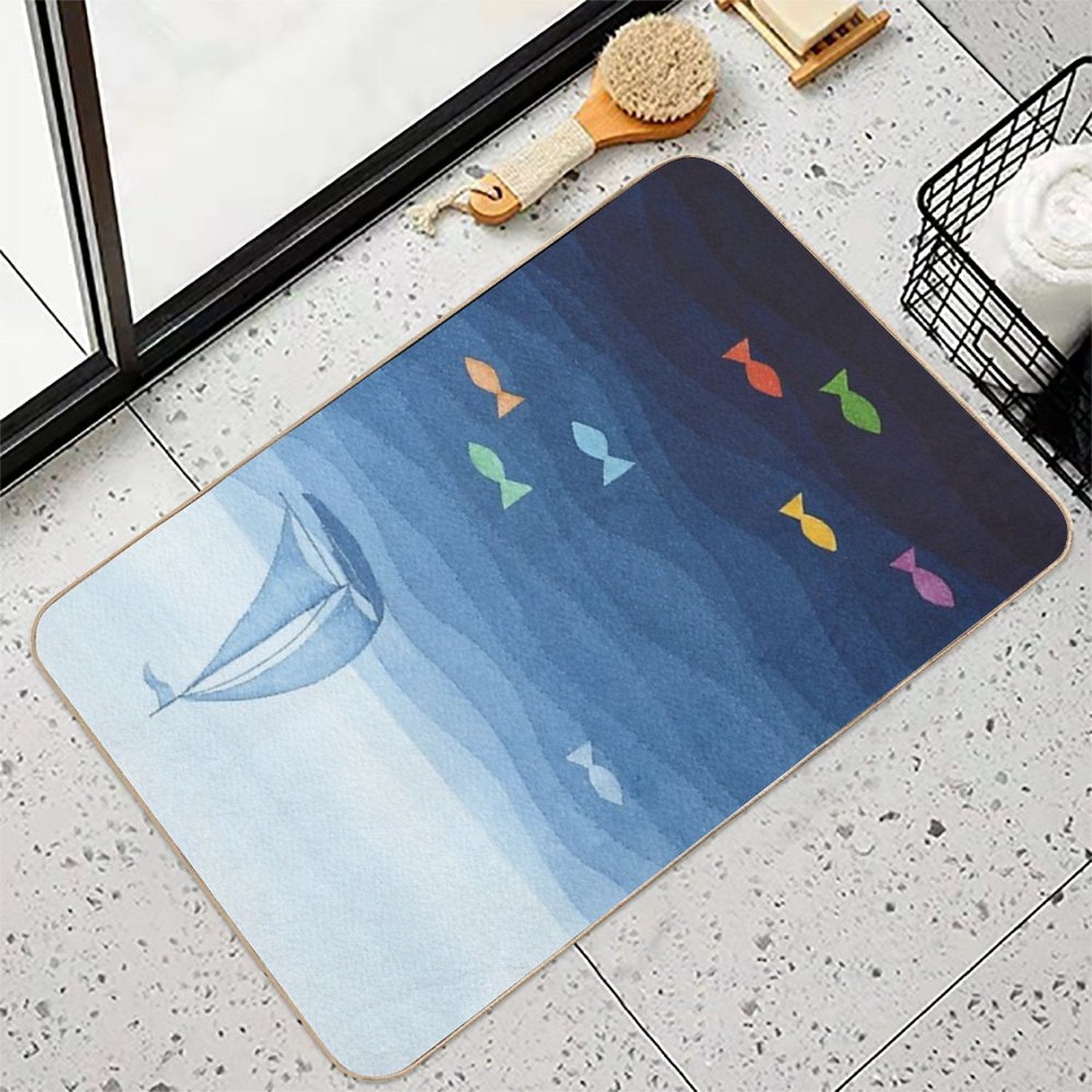 Coloured Fishes in The Sea Say Hooray  Absorbent Bath Mat