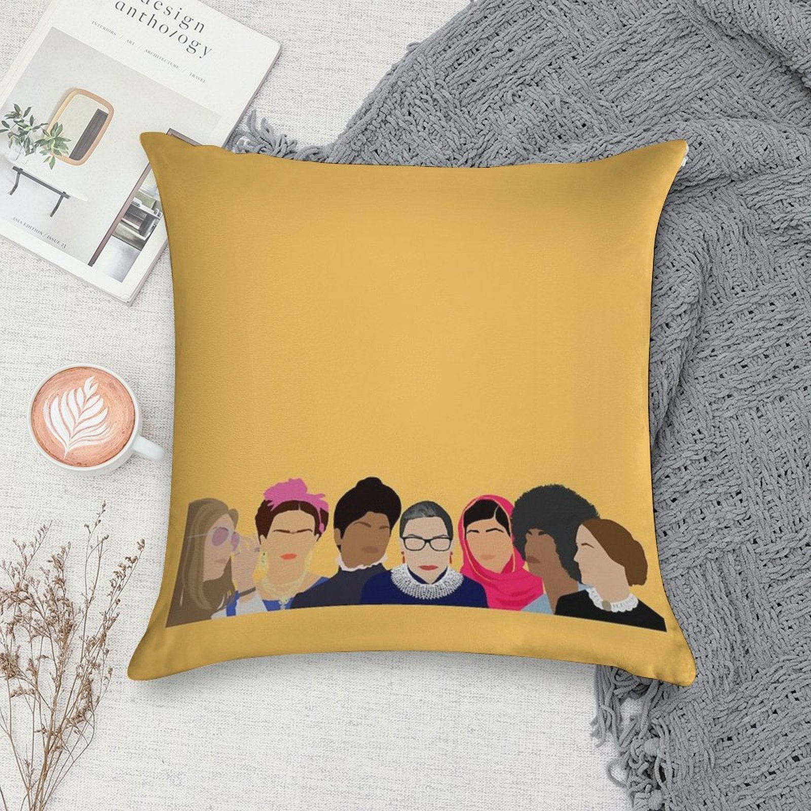 Feminist Girl Gang- Squad Goals (with Gloria) Soft Ultra-Soft Texture Throw Pillow