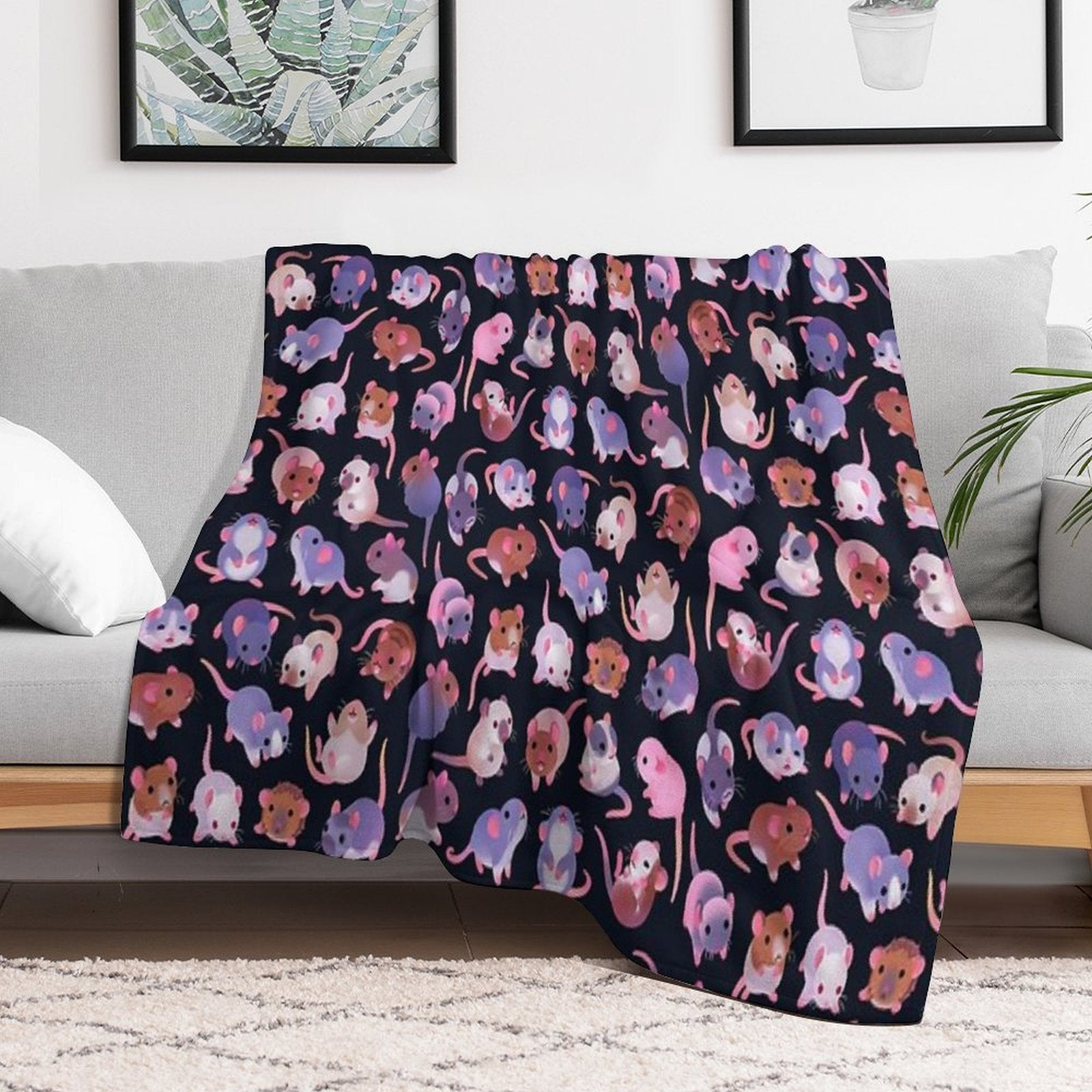 Fancy Rat - Dark Lightweight Throw Blanket