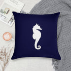 White Seahorse On Navy Blue Soft Easy Maintenance Throw Pillow