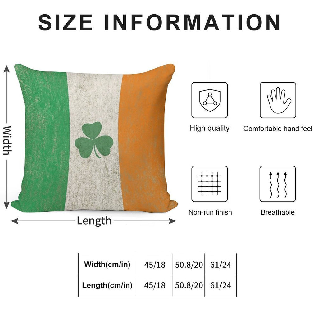 Vintage Irish Ireland Shamrock Flag Soft Durable Construction Throw Pillow