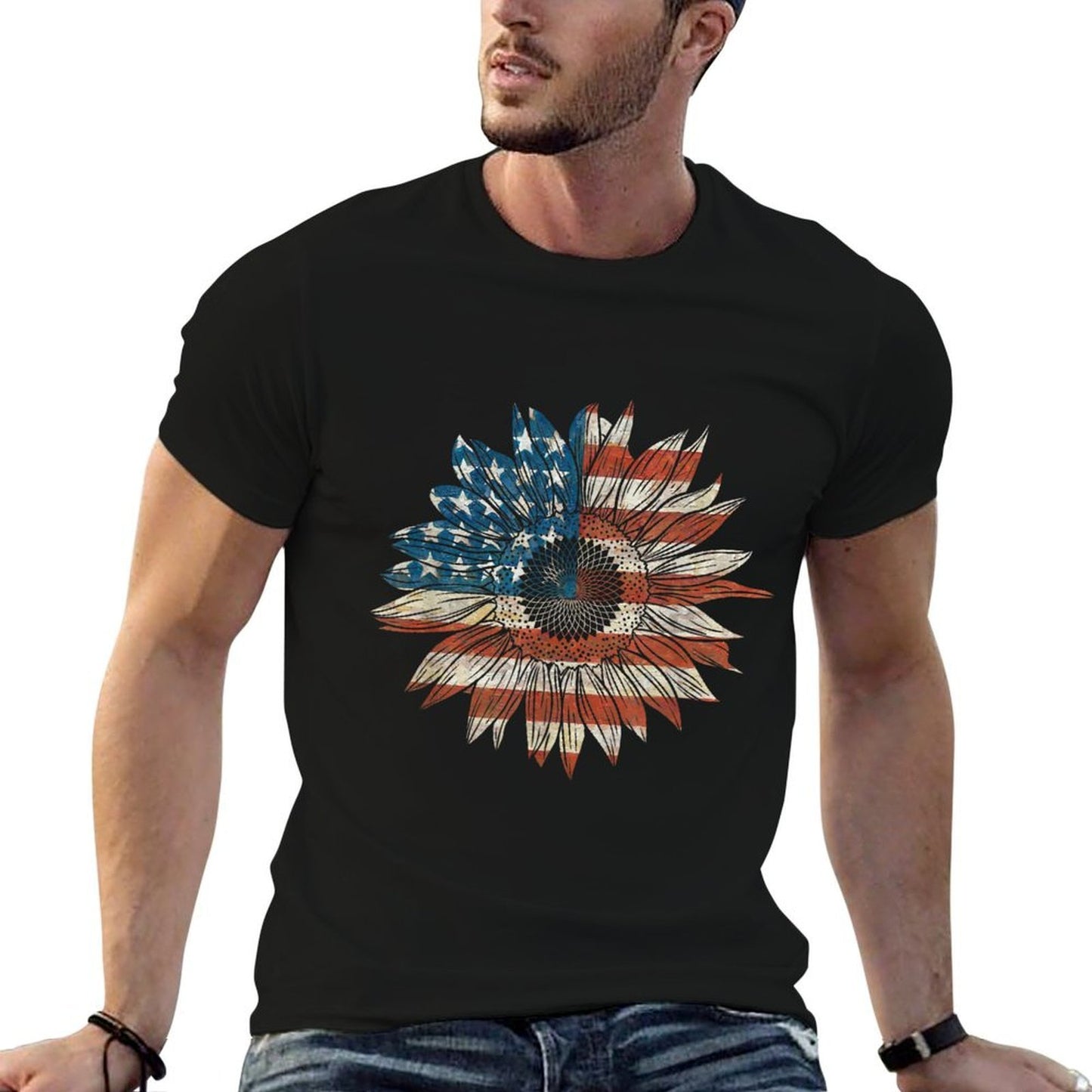 USA As Sunflower Garden Plant  Moisture-wicking T-Shirt