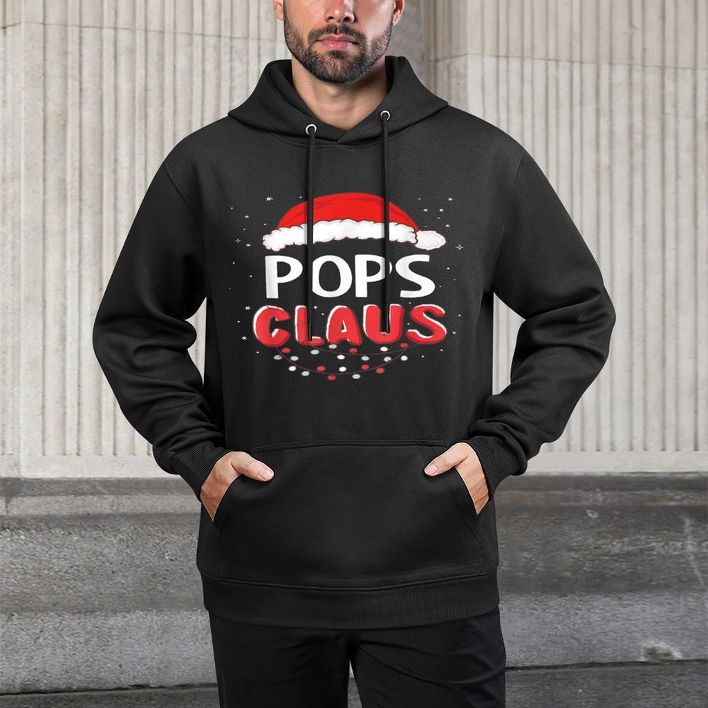 Pops Santa Claus Christmas Matching Costume Kangaroo Pocket Hoodie