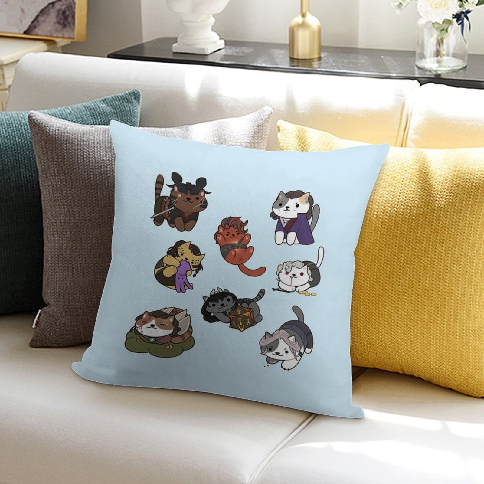 Cat Companions  Baldurs Gate 3  Bg3 Soft Home Decor Throw Pillow