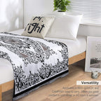 Ornate Baroque Diamonds White Black Purple Greek Key Floral Gift-ready Throw Blanket