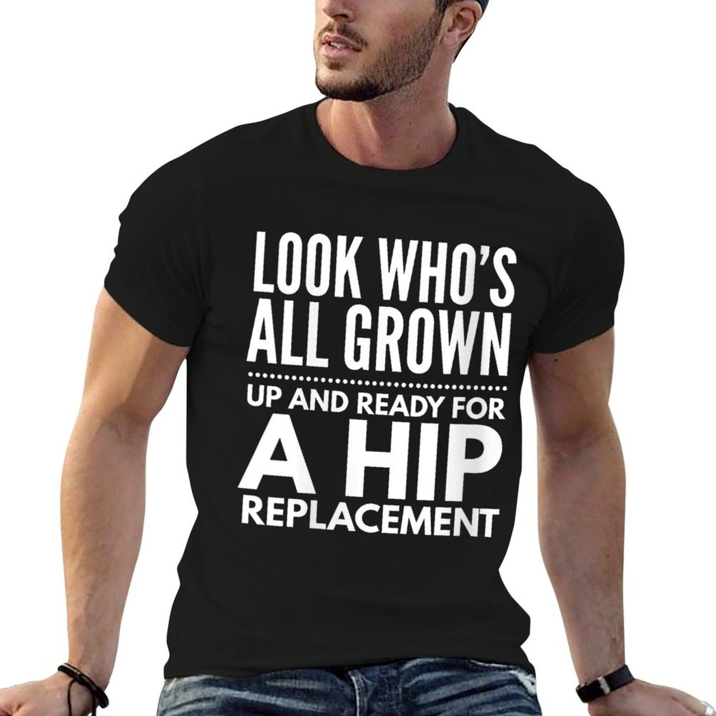 Womens Funny Hip Replacement 1969 50th Birthday Gag Gift Party Idea  Rolled Sleeves T-Shirt