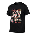 Made In April 1975 Limited Edition 50th Birthday For Women  Ribbed Collar T-Shirt
