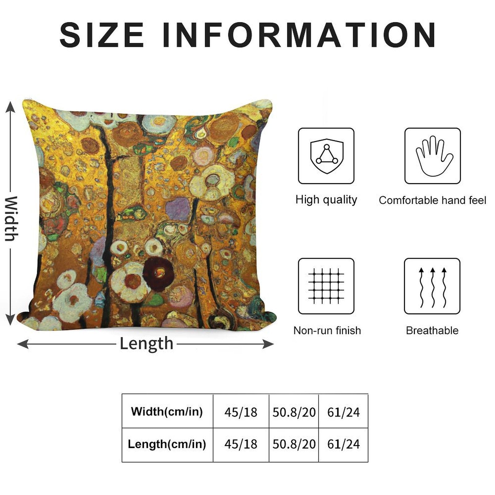 Flowers Gustav Klimt Soft Durable Construction Throw Pillow