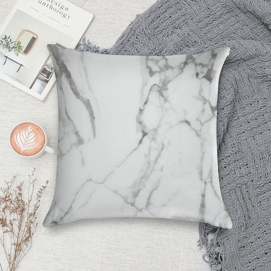 White Marble with Grey Veins Soft Fade-Resistant Throw Pillow