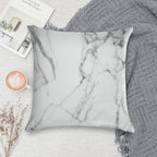 White Marble with Grey Veins Soft Fade-Resistant Throw Pillow