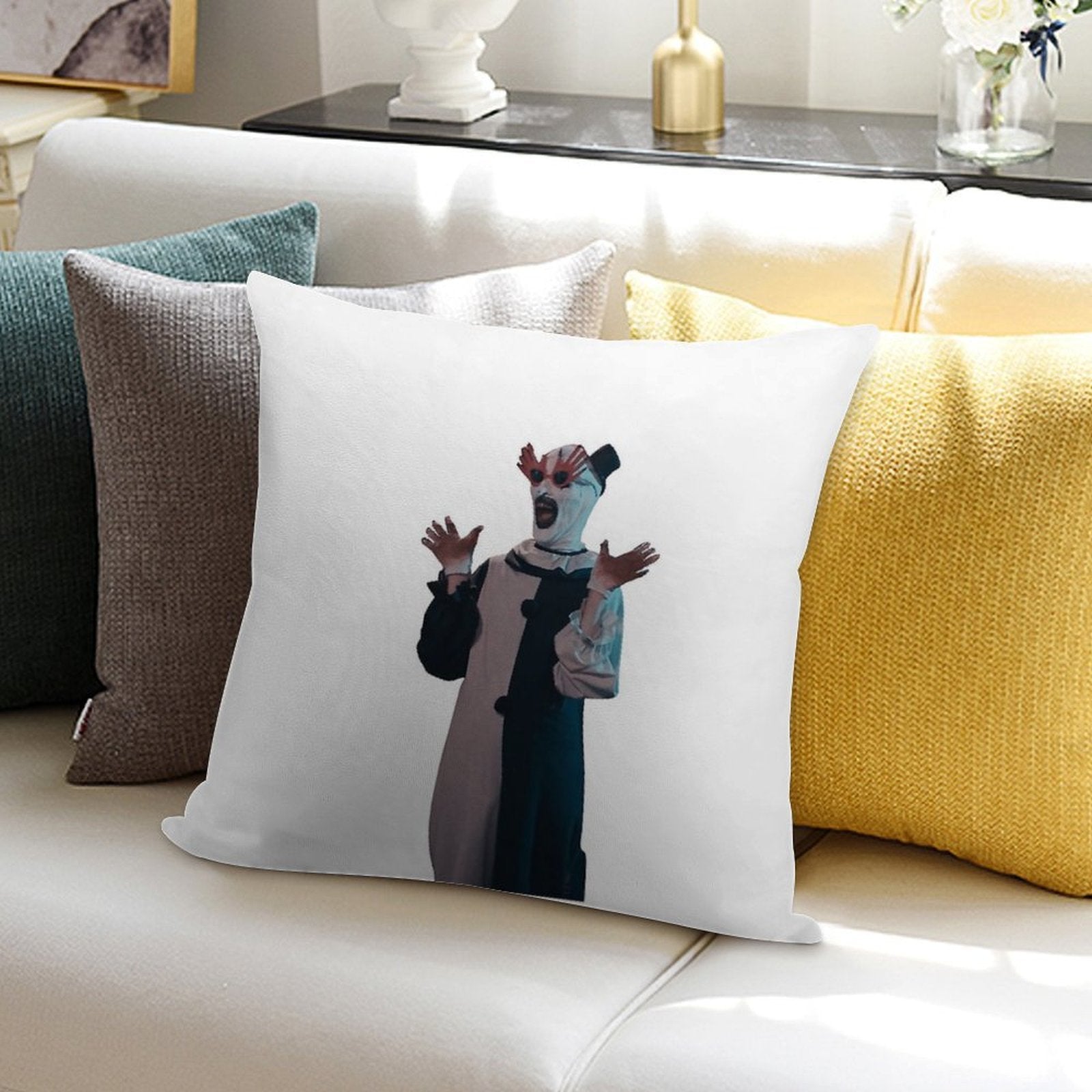 Terrifier Art The Clown Sunglasses Soft Shrink-Resistant Throw Pillow
