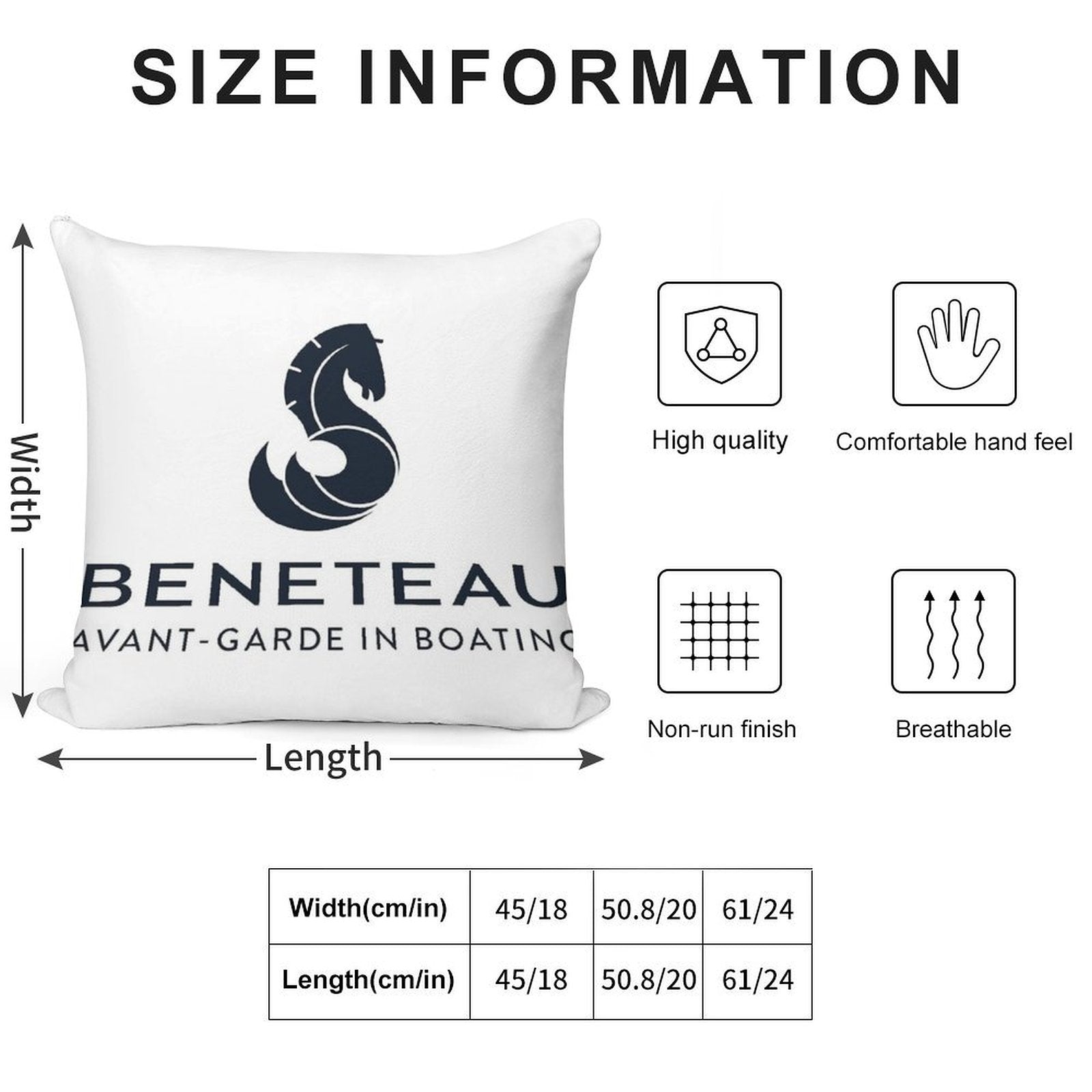 Beneteau Yachts Logo Fishing Boats Soft Anti-Pilling Throw Pillow