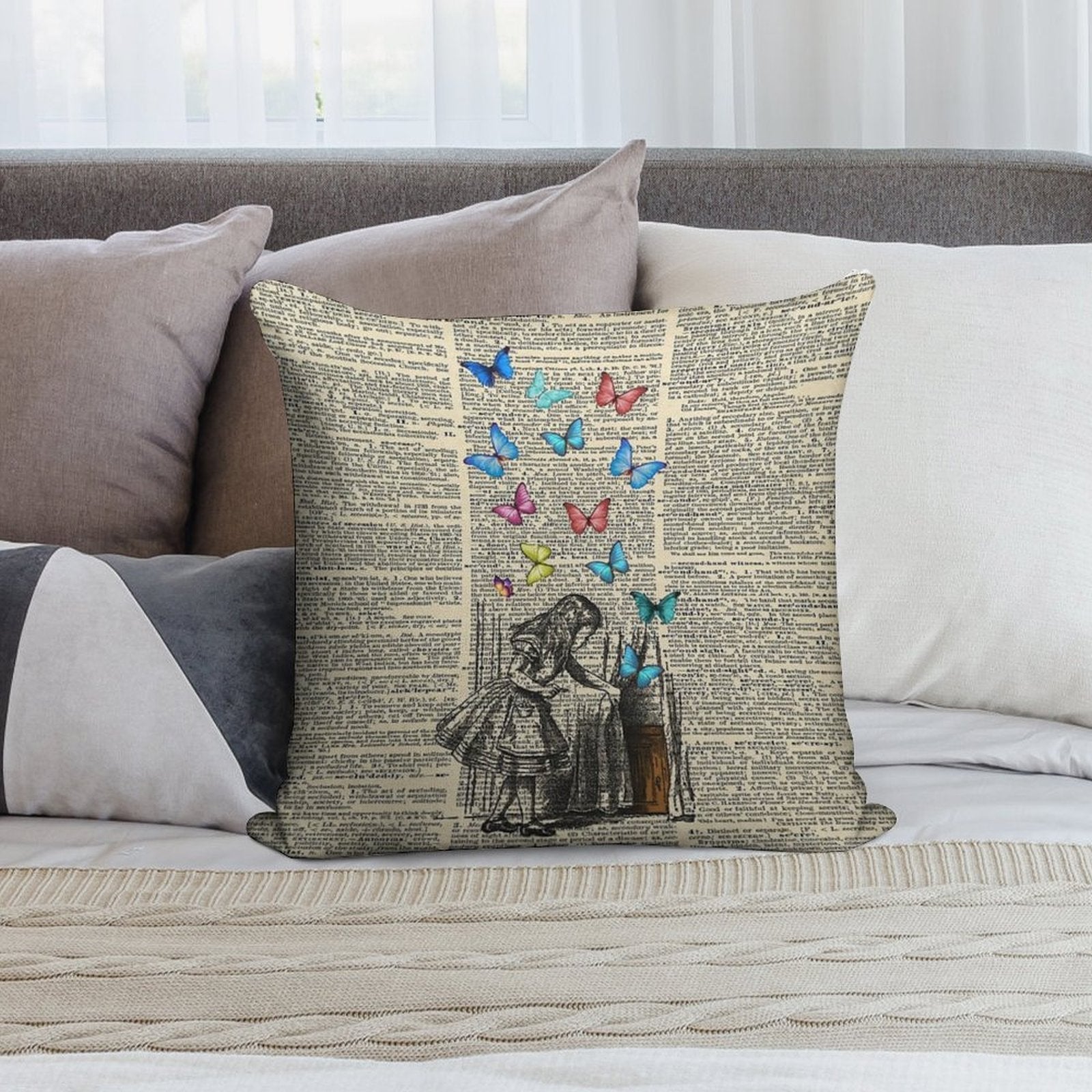 Alice In Wonderland - Let The Adventure Begin Soft Fade-Resistant Throw Pillow