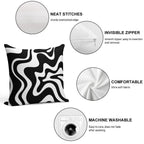Liquid Swirl Retro Abstract Pattern in Black And White Soft Durable Construction Throw Pillow