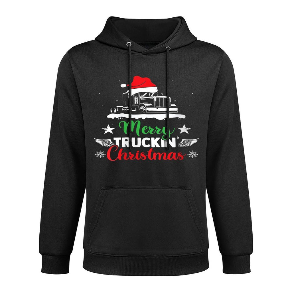 Womens Merry Truckin Christmas Funny Truck Driving Fan Xmas Truck Shape Retention Hoodie
