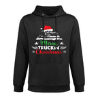 Womens Merry Truckin Christmas Funny Truck Driving Fan Xmas Truck Shape Retention Hoodie