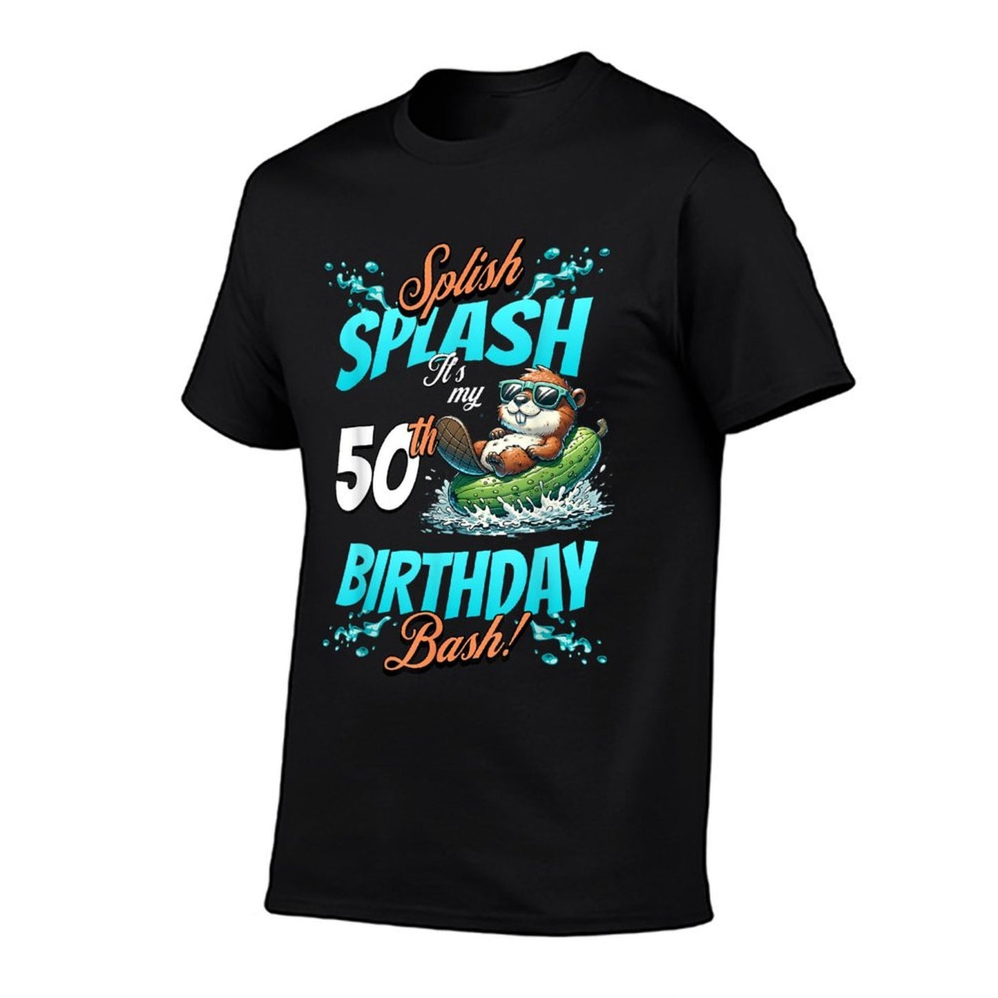 Splish Splash 50th Birthday Bash Squirrel Pool Party Beach  Tagless Design T-Shirt