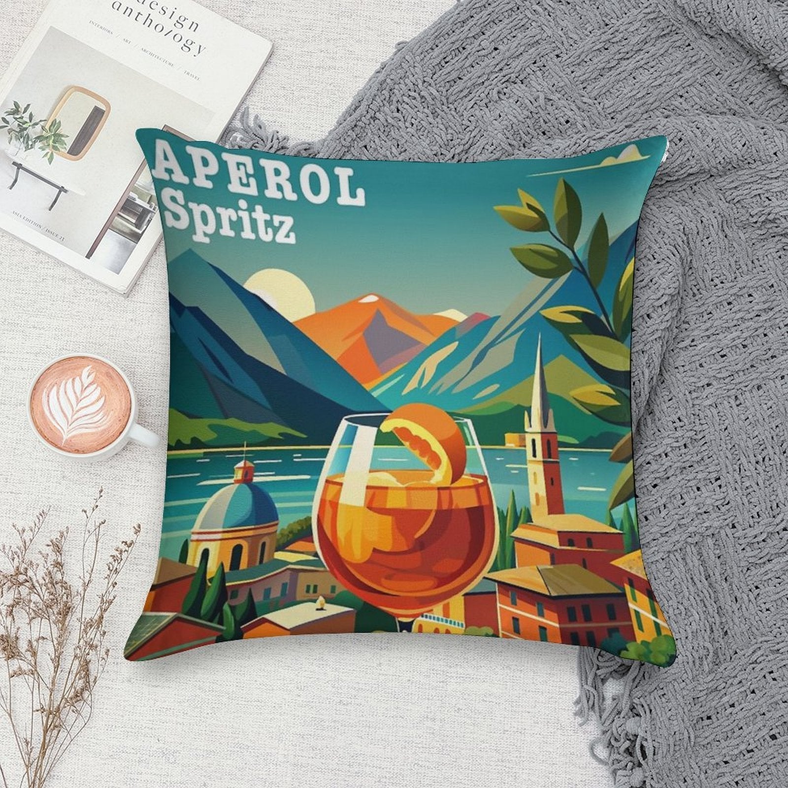Aperol Spritz Poster Soft Home Decor Throw Pillow