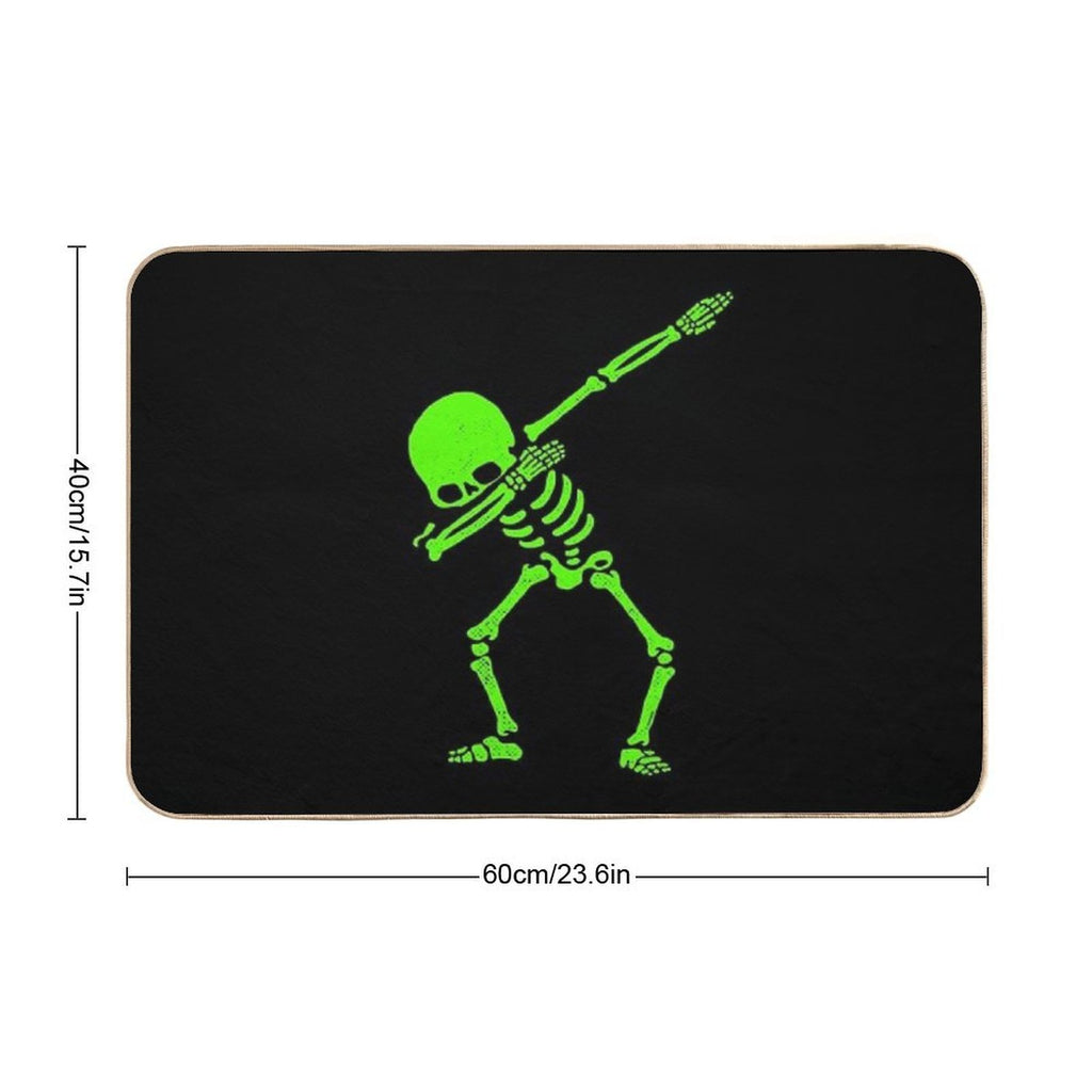 Dabbing Skeleton Green  Pet-Safe Bath Mat