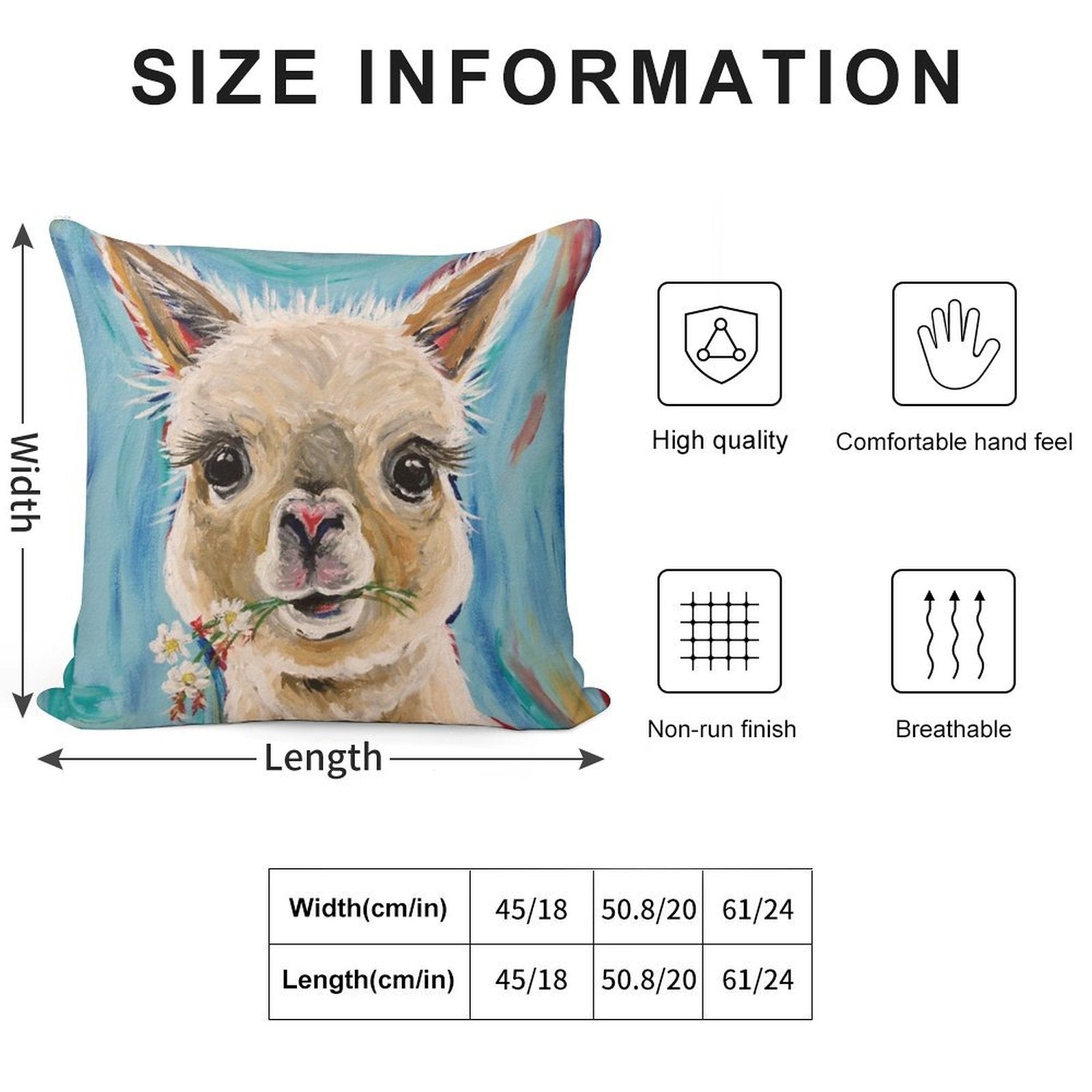 Alpaca Art Soft Shrink-Resistant Throw Pillow