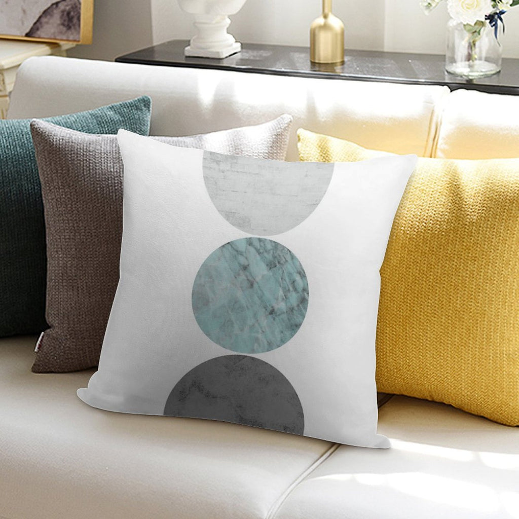 3 Circles Teal And Gray Soft Decorative Cover Throw Pillow